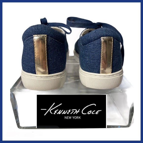 KENNETH COLE NY KAM DENIM W/Gold on Heels Sz 6.5 - Picture 4 of 10